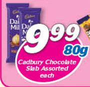 Cadbury Chocolate Slab-80g Each
