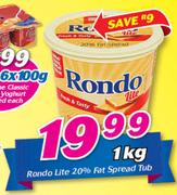Rondo Lite 20% Fat Spread Tub-1kg