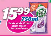 Handy Andy Cream Refill Pouch-750ml Each