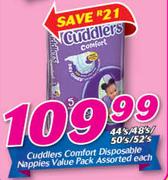 Cuddlers Comfort Disposable Nappies Value Pack 44’s/48’s/50’s/52’s-Each