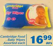 Cambridge Food Baby Wipes 80's Assorted-Each