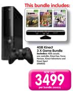 Xbox 360 4GB Knect 3 x Game Bundle-Per Bundle