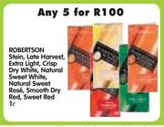 Robertson Stein, Late Harvest, Extra Light, Crisp Dry White, Natural Sweet White-5x1L