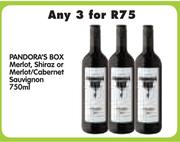 Pandora's Box Merlot, Shiraz Or Merlot/Cabernet Sauvignon-3x750ml