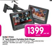 Sinotec 9" Twin Screen Portable DVD Player PDVD-92S-Per Set