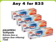 Aquafresh Toothpaste(Extreme Clean Or Extreme Clean Whitening)-4x75ml