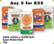 Iwisa, Nyala or Super Sun Super Maize Meal-5 x 1kg