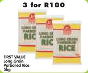First Value Long Grain Parboiled Rice-3 x 5kg