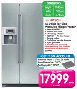 Bosch 531Ltr Side-by-Side Water/Ice Fridge Freezer KAN58A75