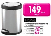 Home Stainless Steel Pedal Bins-12L Each