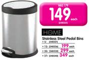 Home Stainless Steel Pedal Bins-20L Each