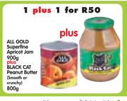 All Gold Superfine Apricot Jam 900g + Black Cat Peanut Butter(Smooth or Crunchy) 800g