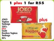 Joko Tagless Teabags-200's Plus Glen Rooibos Tagless Teabags-80's