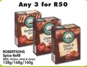 Robertsons Spice Refill (BBQ, Chicken, Steak & Chops)-3 x 128G/168G/160G