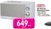 Defy 20L Manual Microwave Oven Model: DMO349-Each