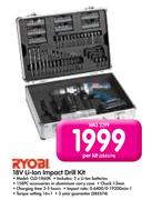 Ryobi 18V Li-ion Impact Drill Kit-Per Kit
