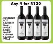 Pandora's Box Sauvignon Blanc, Merlot, Shiraz, Merlot/Cabernet Sauvignon-4x750ml