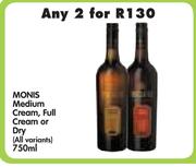 Monis Medium Cream, Full Cream Or Dry(All Variants)-2x750ml