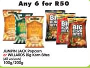 Jumpin Jack Popcorn Or Willards Big Korn Bites(All Variants)-6x100/200g