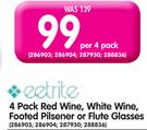 Eetrite 4 Pack Red Wine, White Wine, Footed Pilsener Or Flute Glasses-Per 4 Pack