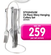 StyleHouse 24 Piece Wavy Hanging Cutlery Set-Per Set