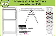 Home Garment Rack, Stainless Steel Clothes Dryer, Deluxe Ironing Board-Each