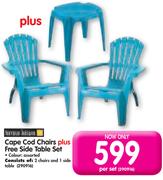 Terrace Leisure Cape Cod Chairs+ Free Side Table Set-Per Set
