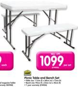 Camp Master Picnic Table And Bench Set-Per Set
