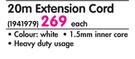 Suede 20m Extension Cord