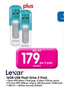 Lexar 16GB USB Flash Drive-Per 2 Pack
