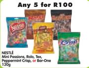 Nestle Mini Passions, Rolo, Tex, Peppermint Crisp or Bar-One-5 x 130gm