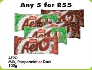 Aero Milk, Peppermint or Dark-5 x 100gm