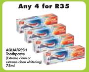 Aquafresh Toothpaste (Extreme Clean Or Extreme Clean Whitening)-4 x 75ml