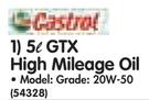 Castrol 5L GTX High Mileage Oil GRADE 20W-50