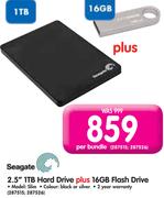 Seagate 2.5" 1TB Hard Drive+ 16GB Flash Drive-Per Bundle