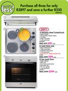 Defy Stainless Steel Cookerhood DCH291 +  Solid plate Hob DHD358/375 + Eye Level Oven DBO461