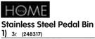 Home 3L Stainless Steel Pedal Bin