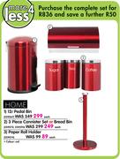 Home 12L Pedal Bin, 3-Piece Cannister Set Or Bread Bin & Paper Roll Holder