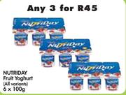 Nutriday 3's Fruit Yoghurt (All Variants)-6 x 100g