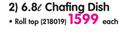 Steelking 6.8Ltr Chafing Dish Roll Top-Each