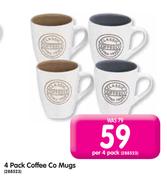Coffee Co Mugs-4 Per Pack