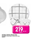 12 Piece Tartan Dinner Set-Per Set