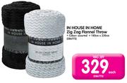 In House In Home Zig Zag Flannel Throw-180cm x 230cm Each