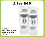 Pond's Spot Clear Facial Foam + Scrub-2x100ml