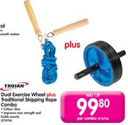 Trojan Dual Exercise Wheel+ Traditional Skipping Rope Combo-Per Combo