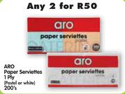Aro Paper Serviettes 1 Ply(Pastel Or White)-2x200's