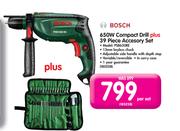 Bosch 650W Compact Drill + 39 Piece Accessory Set PSB650RE