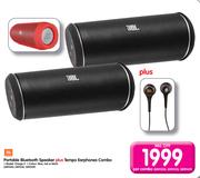 JBL By Harmon Portable Bluetooth Speaker + Tempo Earphones Combo