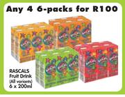 Rascals Fruit Drink(All Variants)-4 Pack 6x200ml