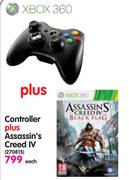Xbox 360 Controller + Assassin's Creed Iv-Each